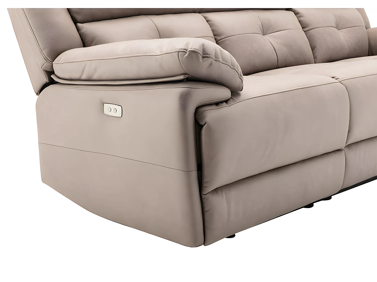 Elektrische driezits relaxbank en fauteuil van stof - Taupe - DOLENE