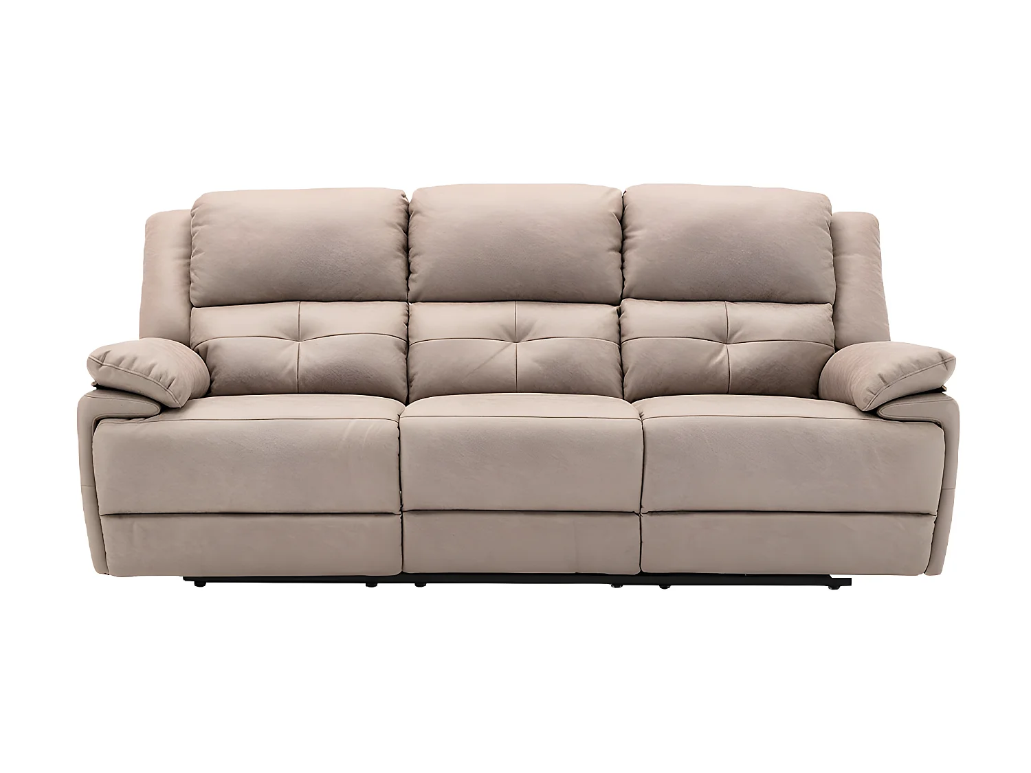 Elektrische driezits relaxbank en fauteuil van stof - Taupe - DOLENE