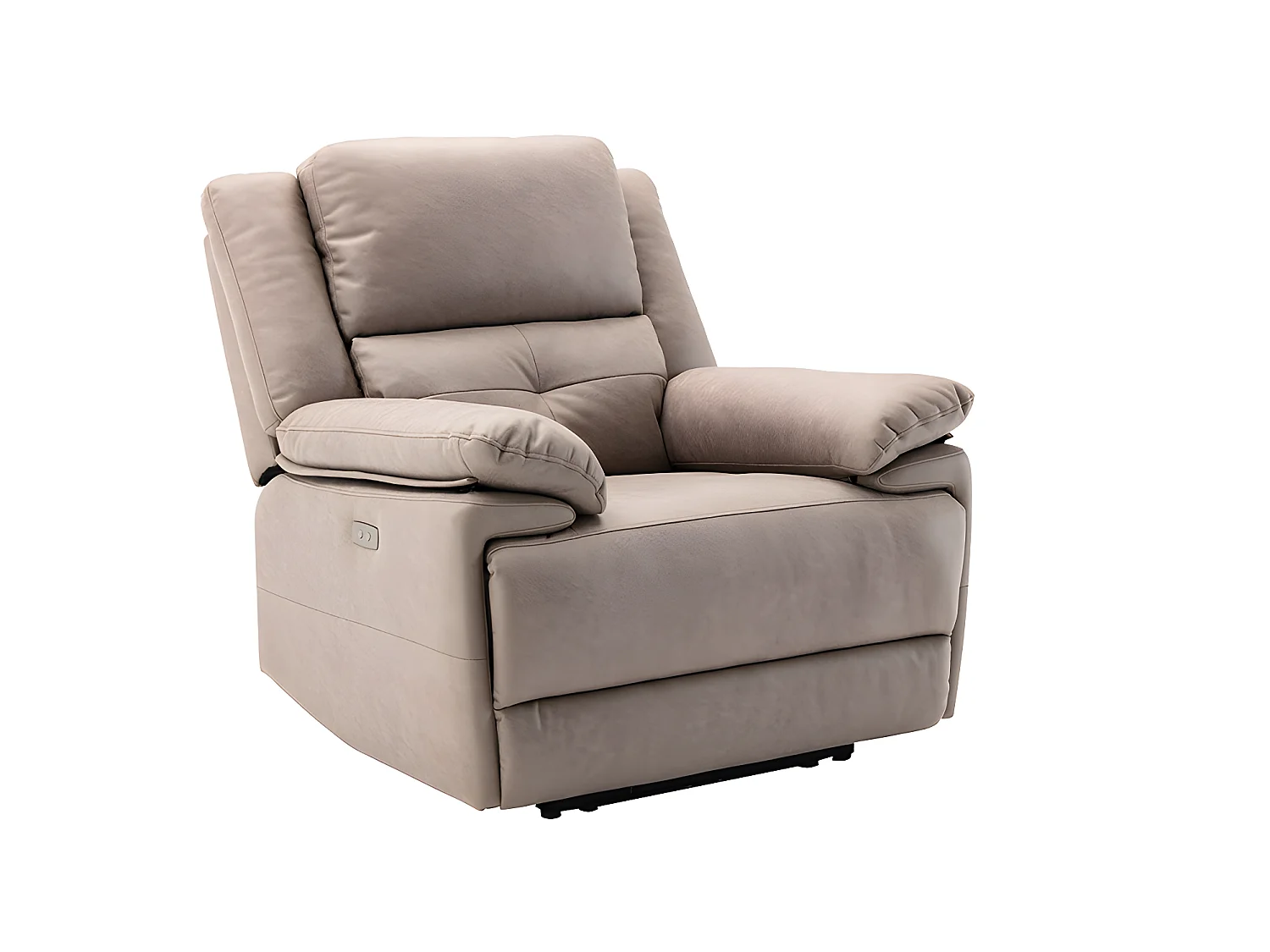 Elektrische driezits relaxbank en fauteuil van stof - Taupe - DOLENE