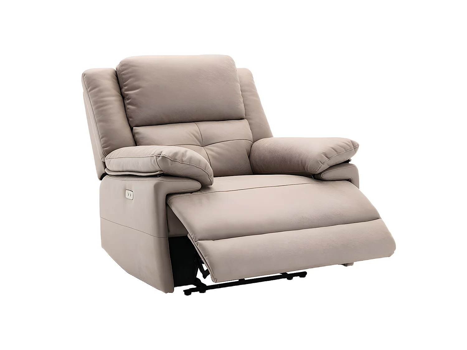 Elektrische driezits relaxbank en fauteuil van stof - Taupe - DOLENE