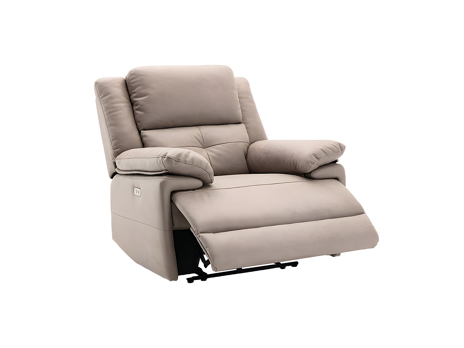 Canapé 3 places et fauteuil relax électrique en tissu taupe DOLENE
