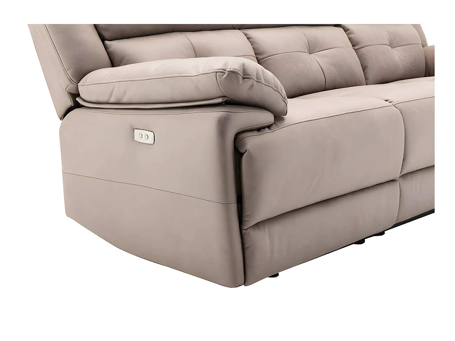 Canapé 3 places et fauteuil relax électrique en tissu taupe DOLENE