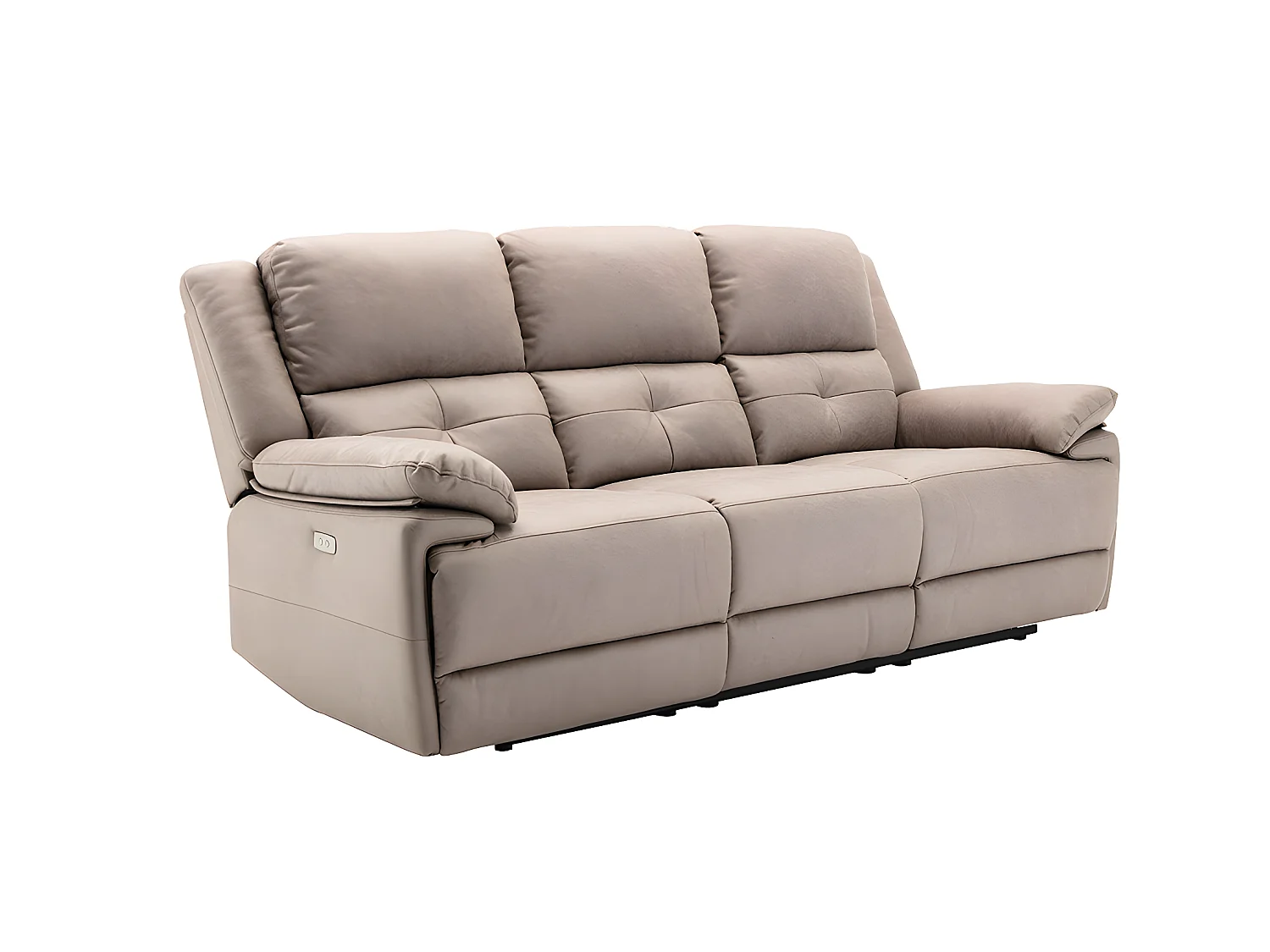 Canapé 3 places et fauteuil relax électrique en tissu taupe DOLENE