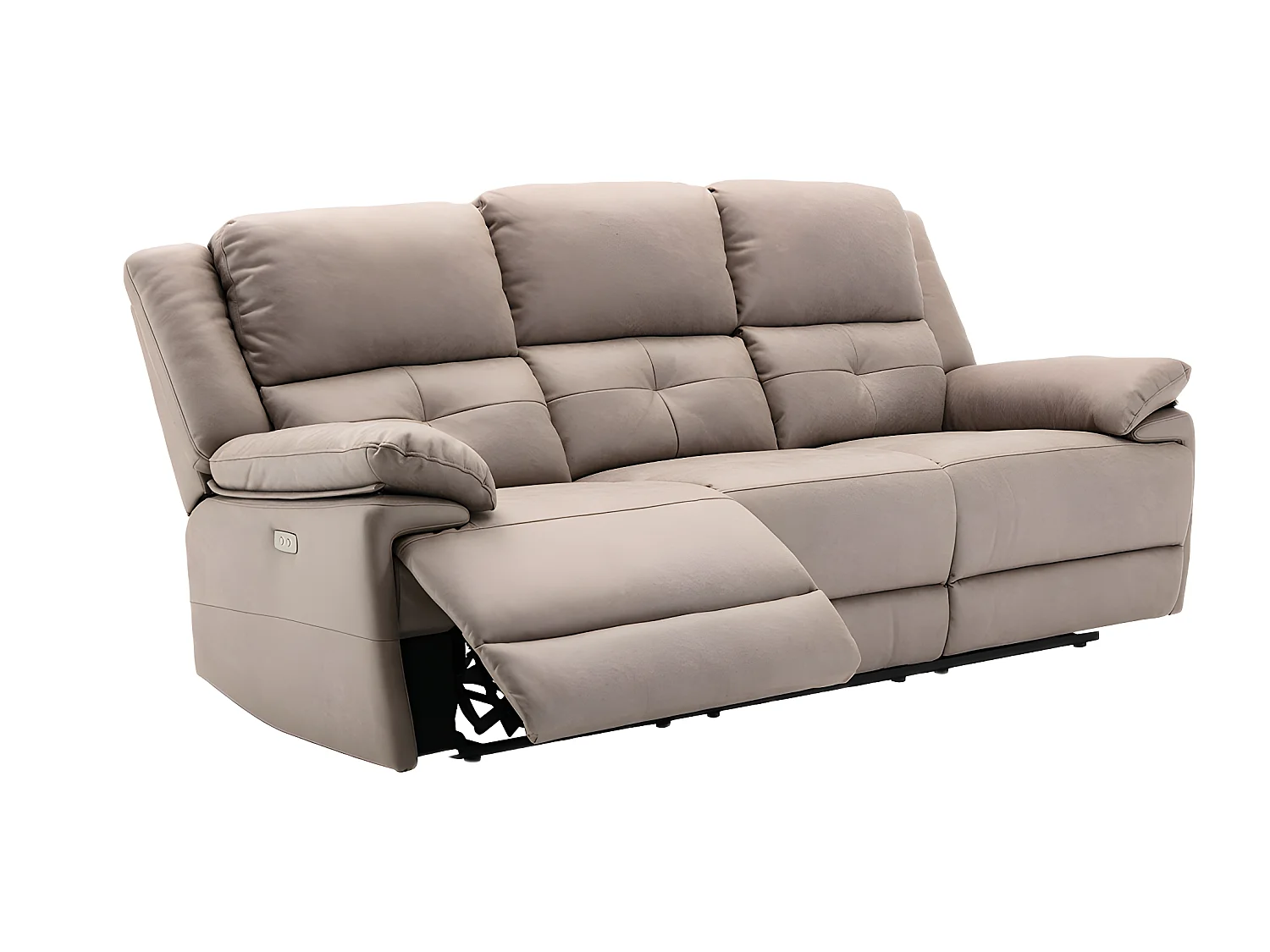 Canapé 3 places et fauteuil relax électrique en tissu taupe DOLENE