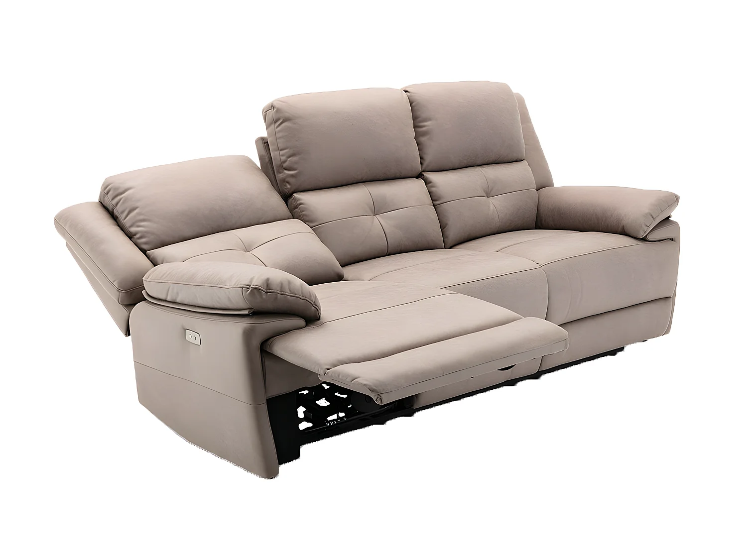 Canapé 3 places et fauteuil relax électrique en tissu taupe DOLENE