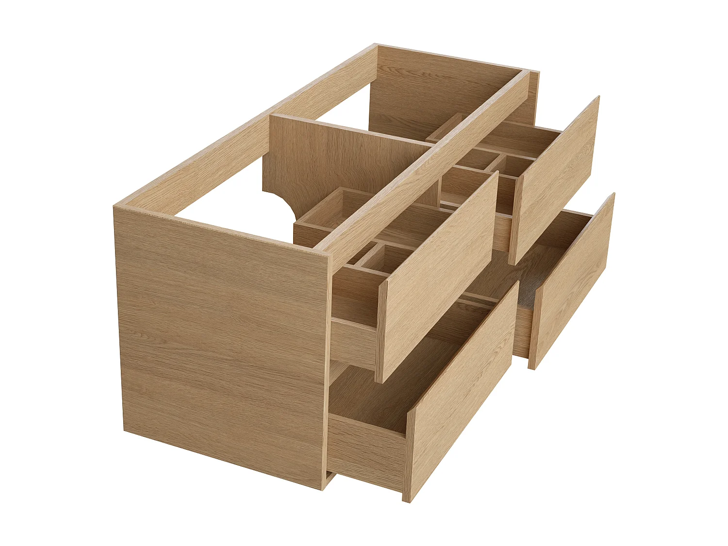 Mueble de baño suspendido - Chapado roble - 120 cm - MILIPAM