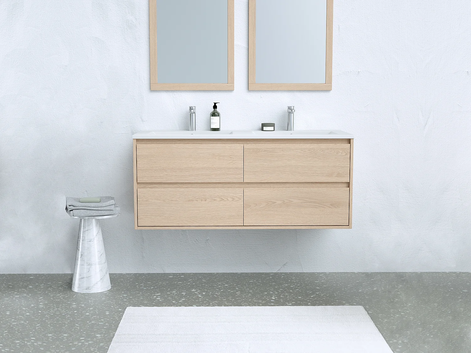 Mueble de baño suspendido - Chapado roble - 120 cm - MILIPAM