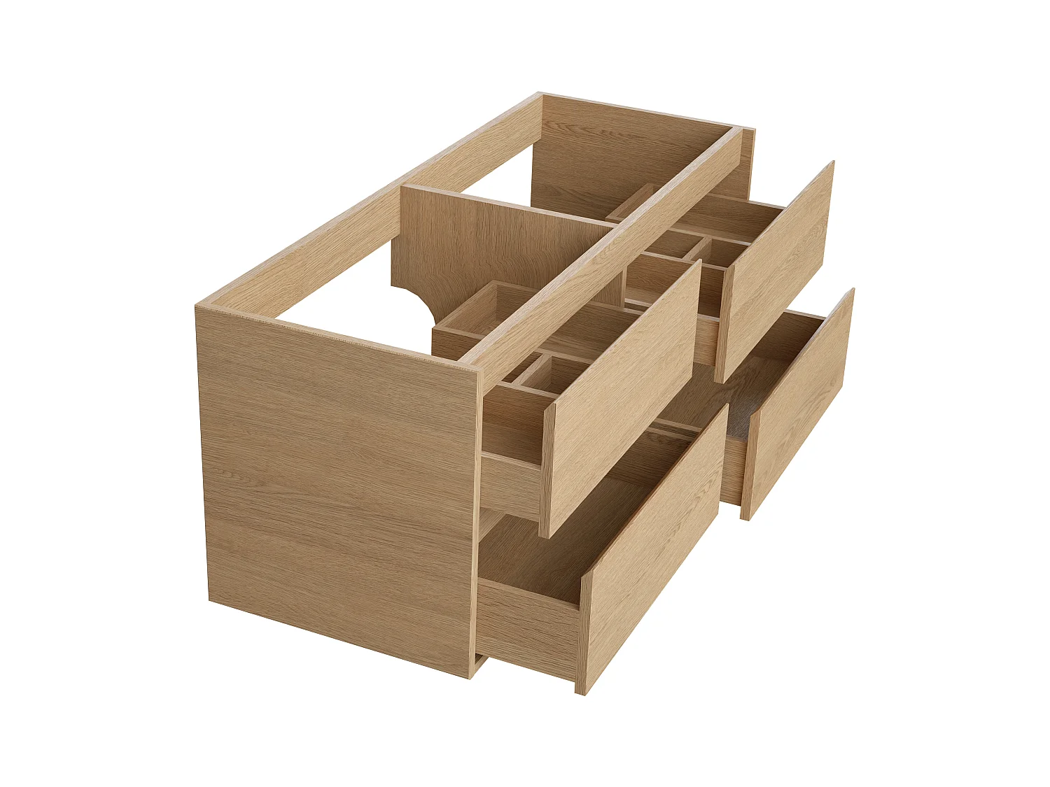 Meuble sous vasque suspendu - Placage chêne - 120 cm - MILIPAM