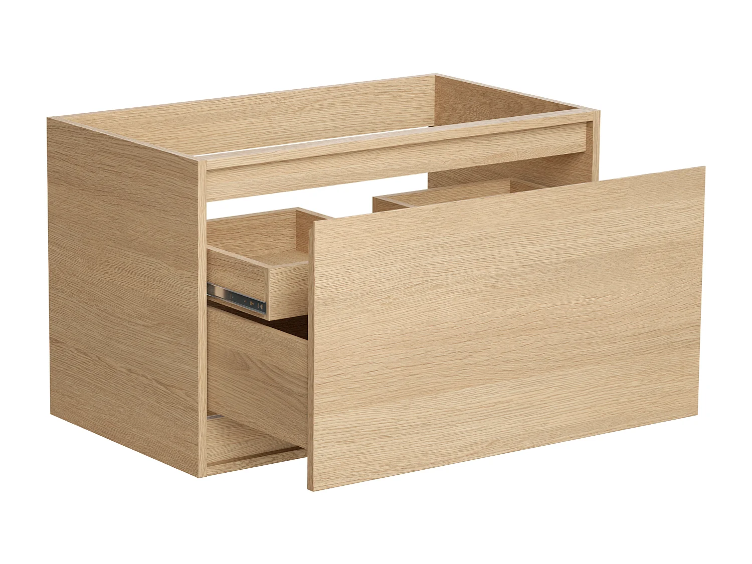 Szafka pod umywalkę z szufladą wewnętrzną - Okleina dębowa - 80 cm - MESLIVA