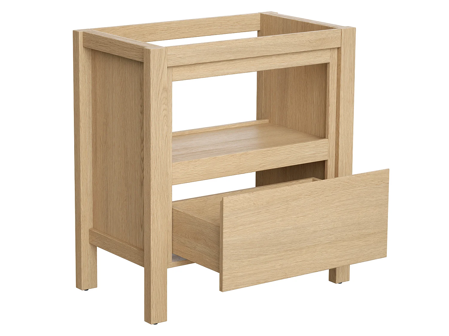 Móvel para colocar sob o lavatório com nicho de arrumação, folha de carvalho, 80 cm - COSMOTI