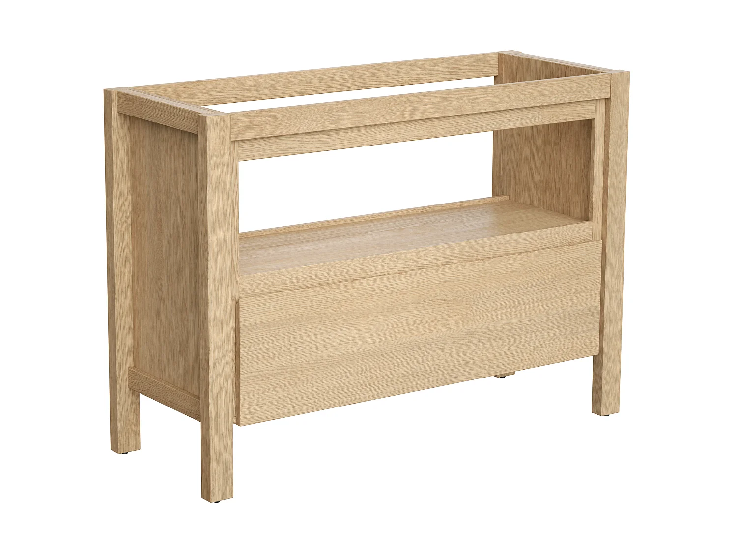 Meuble sous vasque avec niche de rangement - Placage chêne - 120 cm - COSMOTI