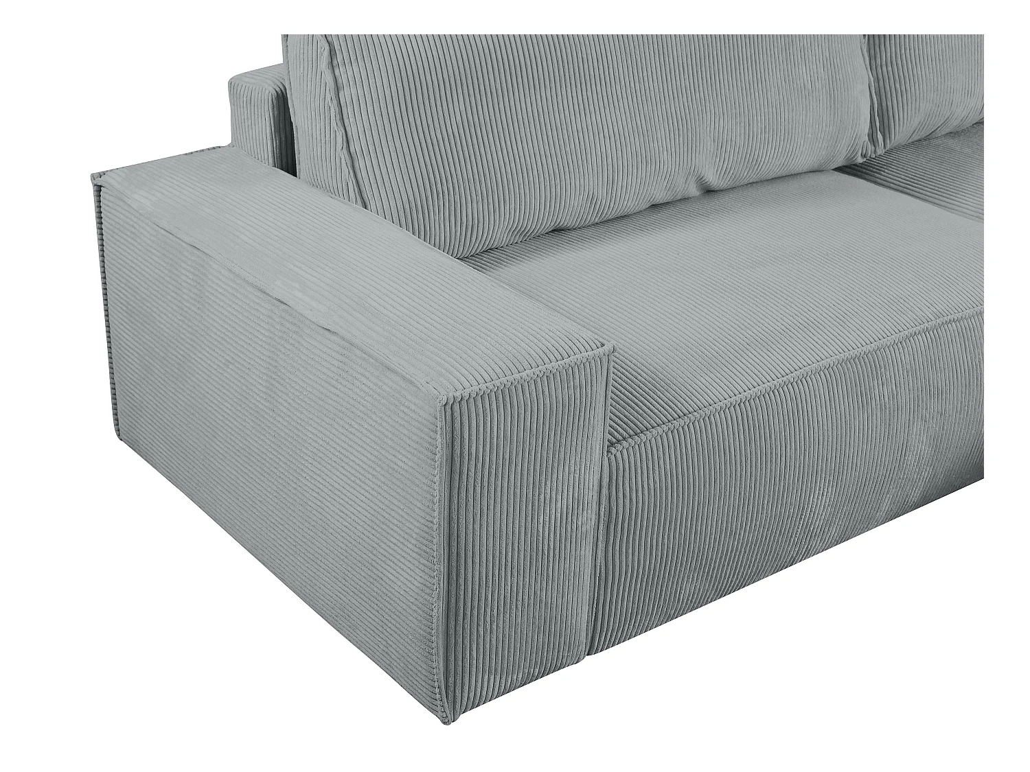 Canapé d'angle droit convertible en velours côtelé gris clair AMELIA