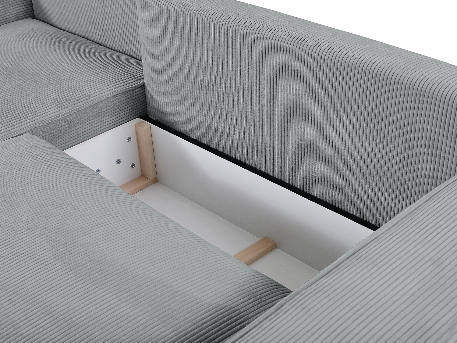 Divano letto angolare in Velluto a coste Grigio chiaro - Angolo a sinistra - AMELIA di PASCAL MORABITO