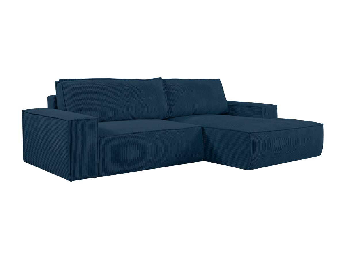 Ecksofa mit Schlaffunktion - Ecke Rechts - Cord - Blau - AMELIA günstig online kaufen