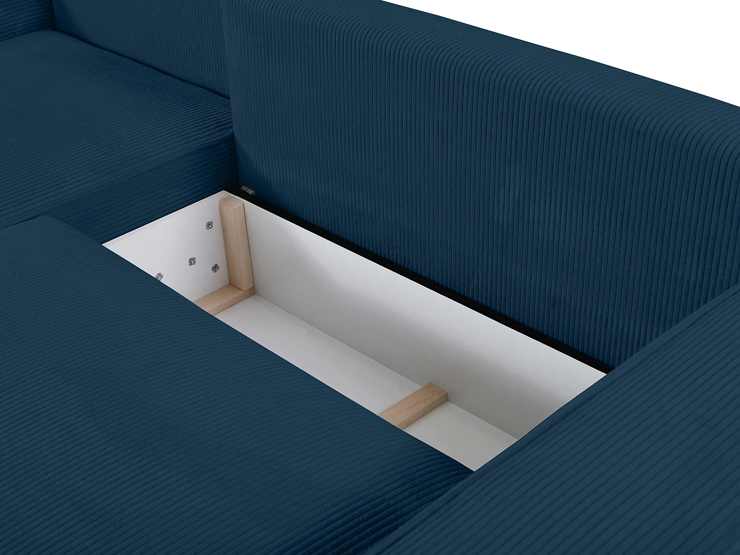 Hoekslaapbank AMELIA van PASCAL MORABITO - Ribfluweel - Blauw - Hoek links