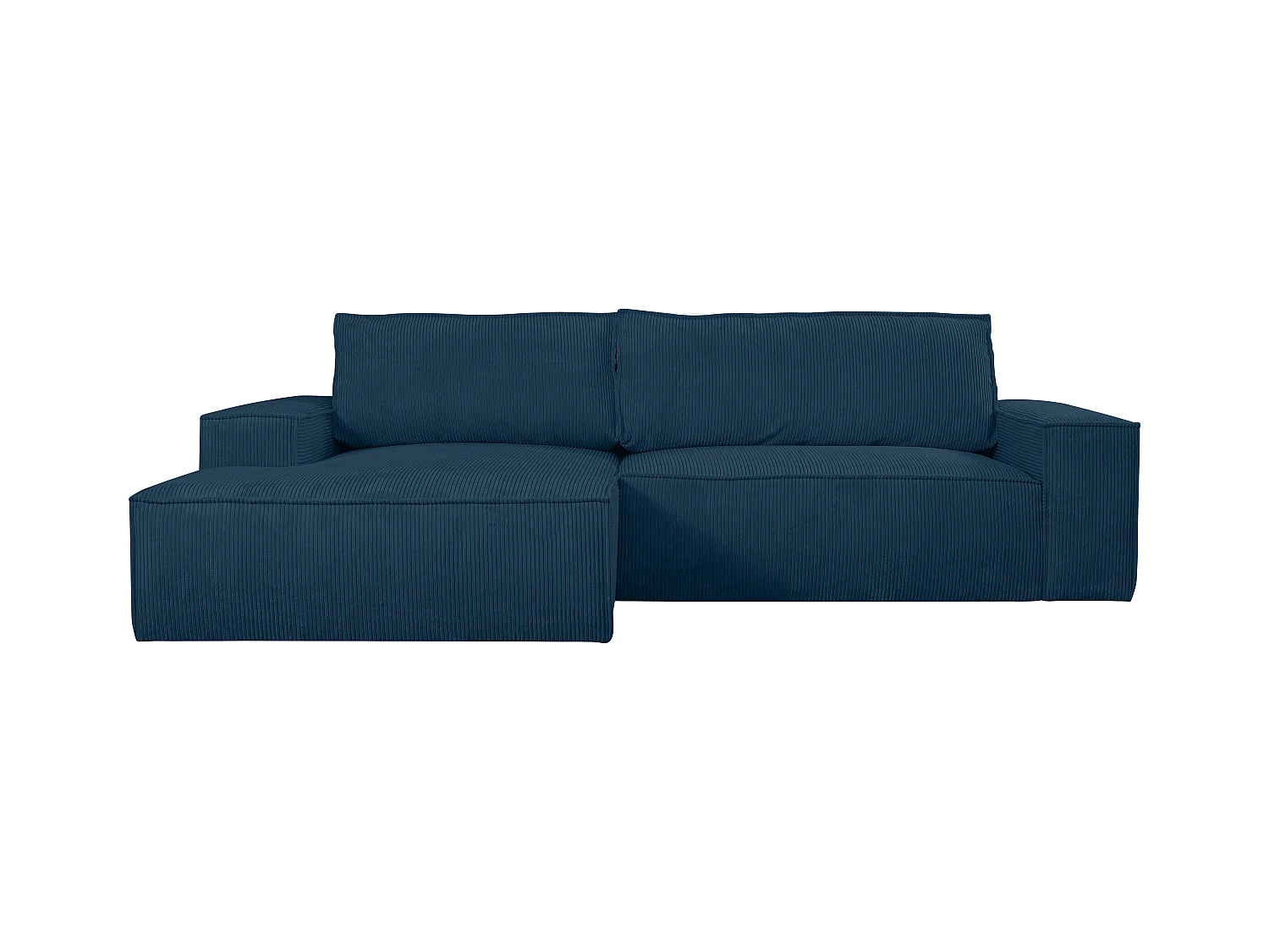 Ecksofa mit Schlaffunktion - Ecke Links - Cord - Blau - AMELIA