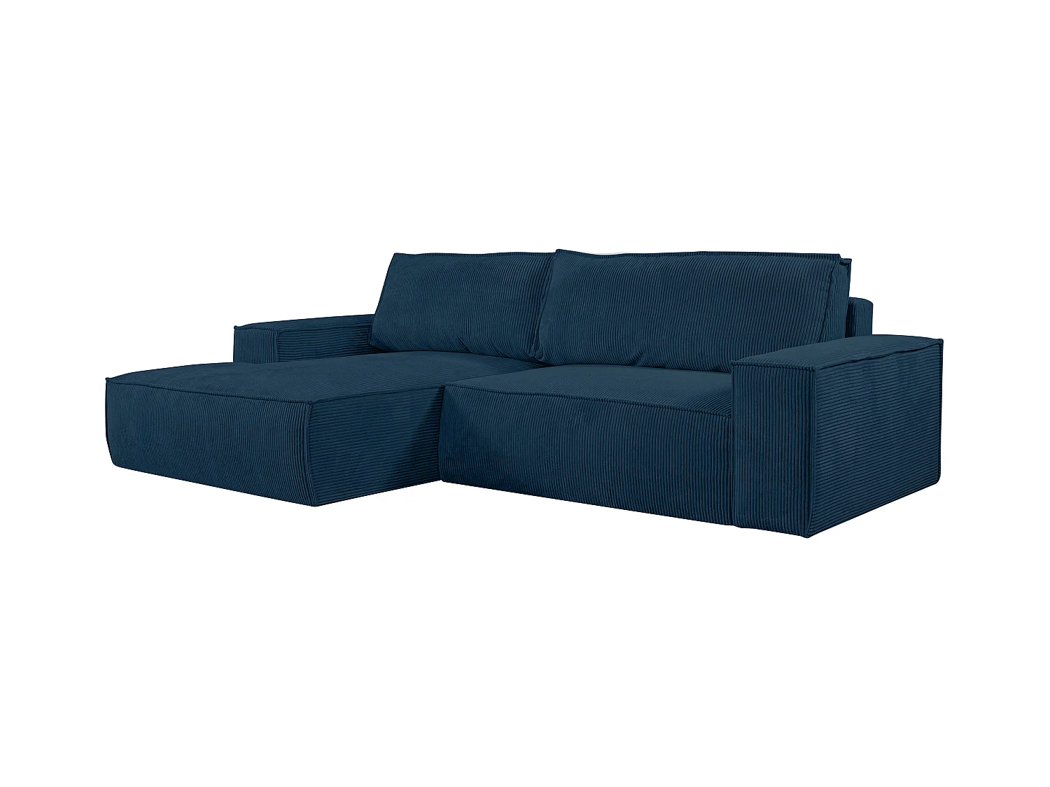 Ecksofa mit Schlaffunktion - Ecke Links - Cord - Blau - AMELIA