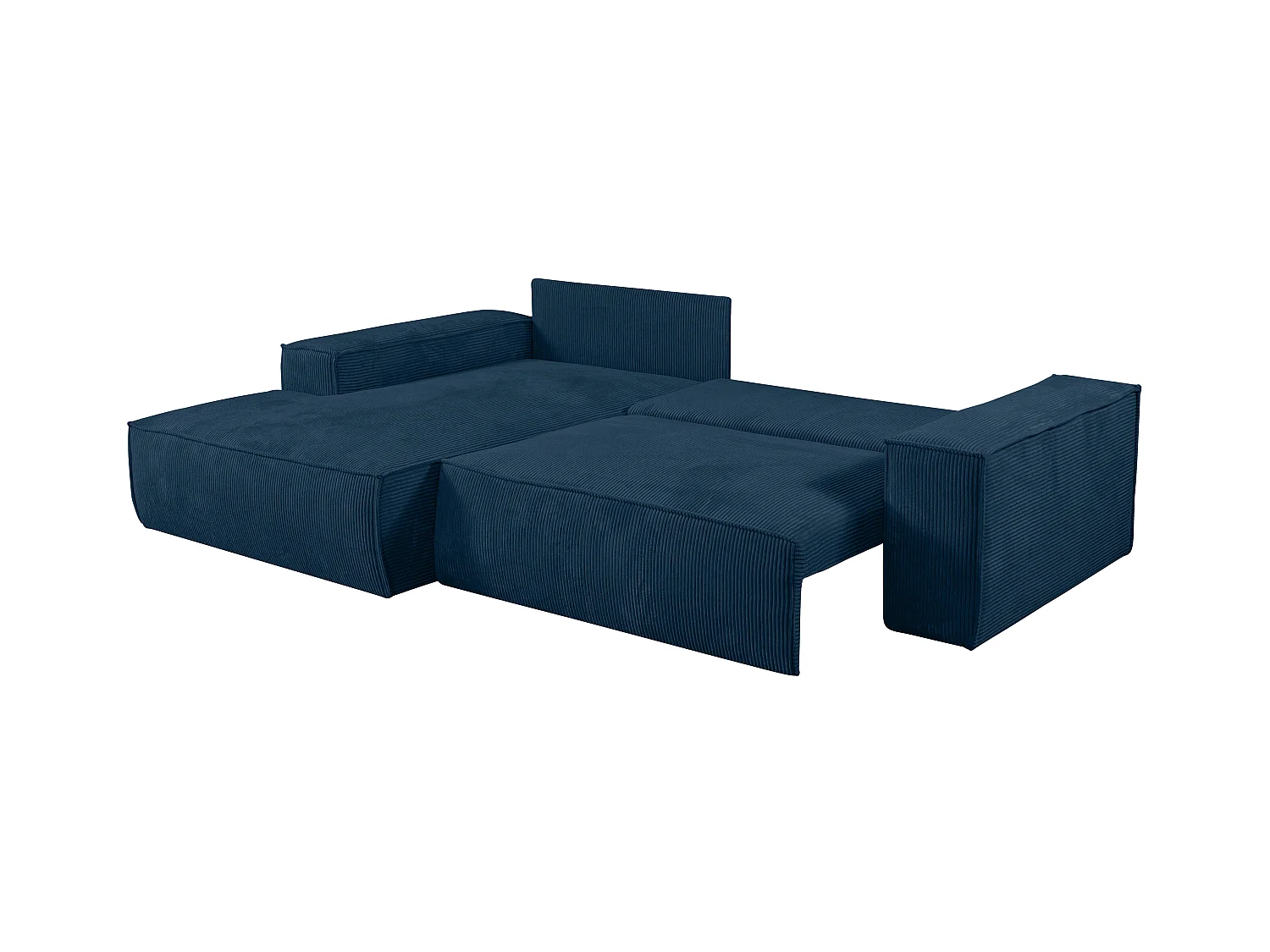 Ecksofa mit Schlaffunktion - Ecke Links - Cord - Blau - AMELIA