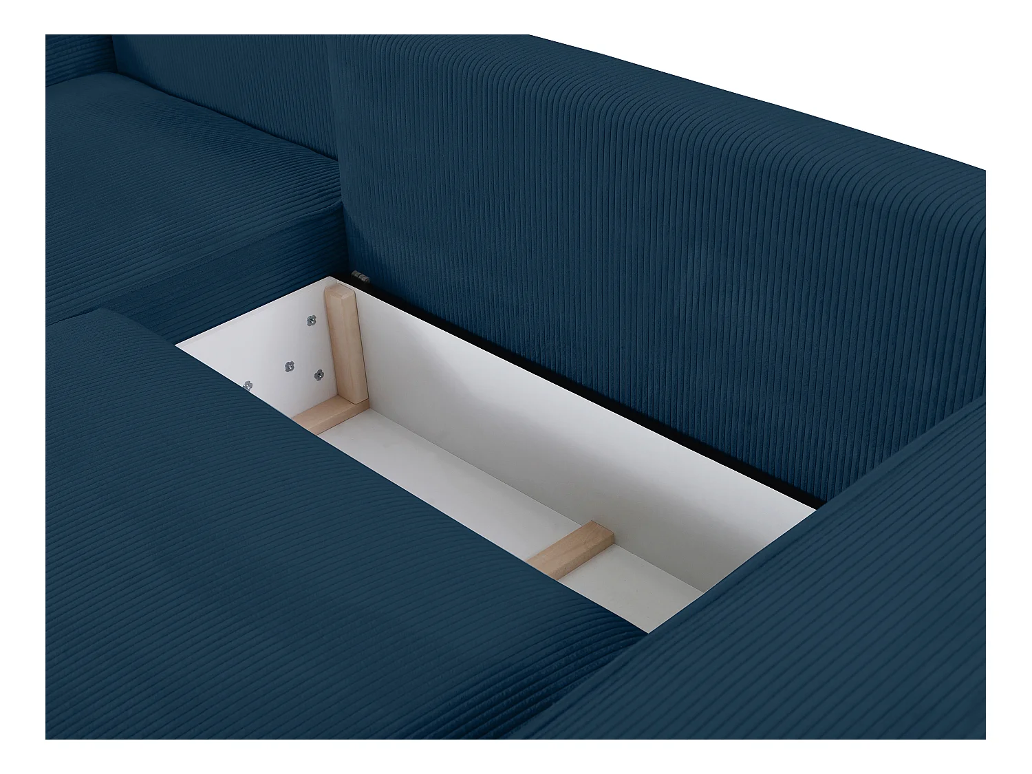 Ecksofa mit Schlaffunktion - Ecke Links - Cord - Blau - AMELIA