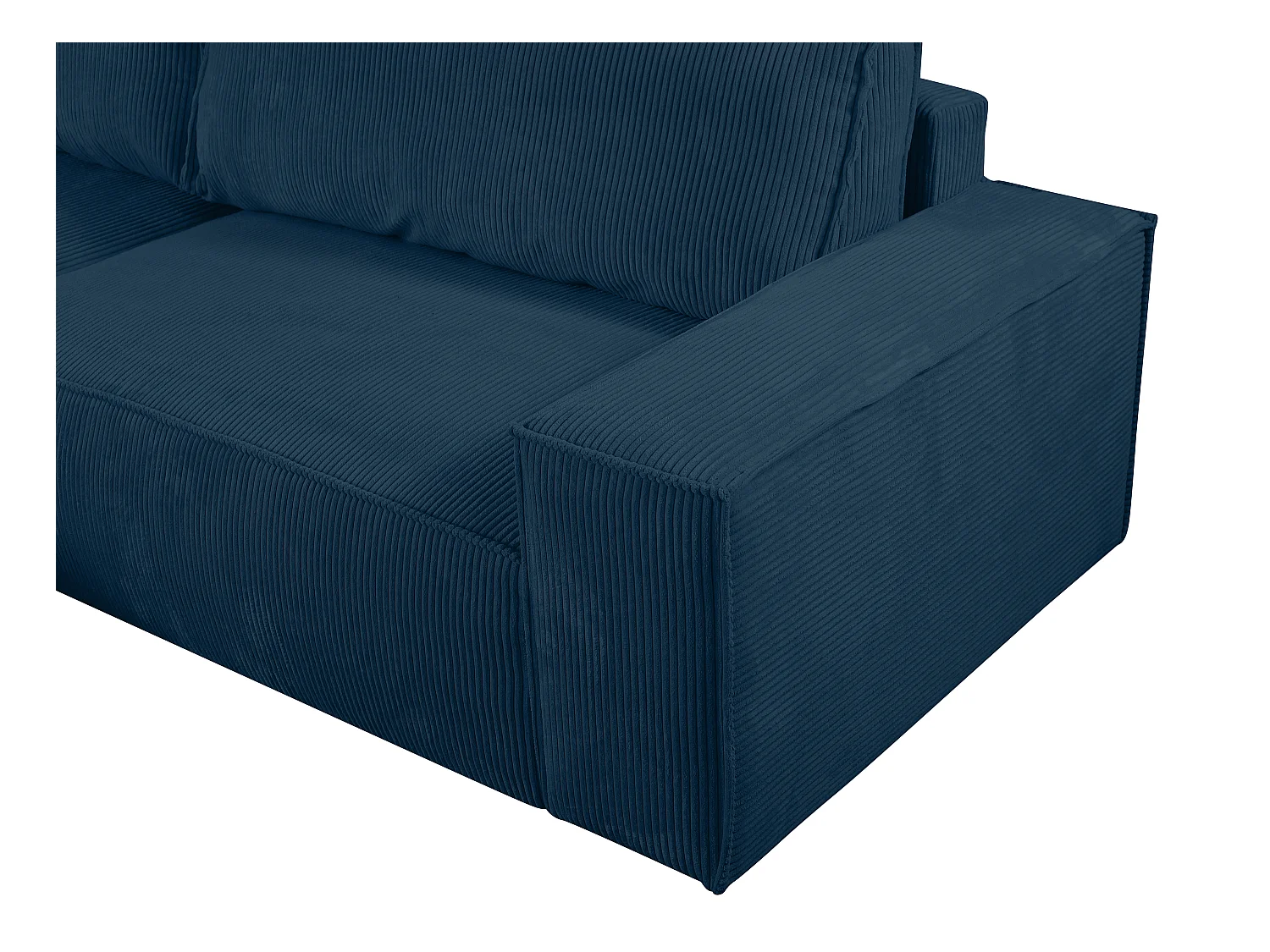 Ecksofa mit Schlaffunktion - Ecke Links - Cord - Blau - AMELIA
