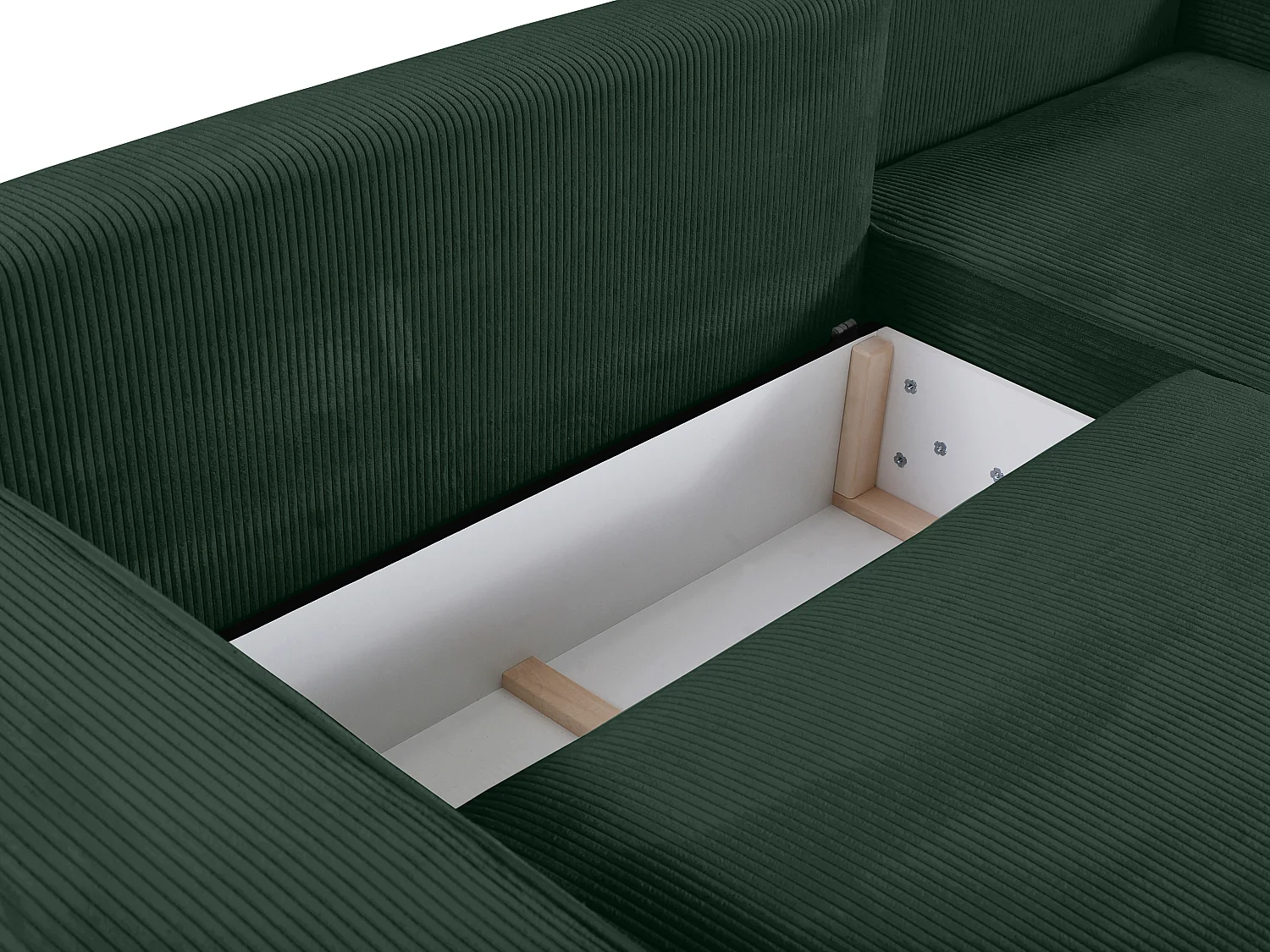 Ecksofa mit Schlaffunktion - Ecke Rechts - Cord - Tannengrün - AMELIA