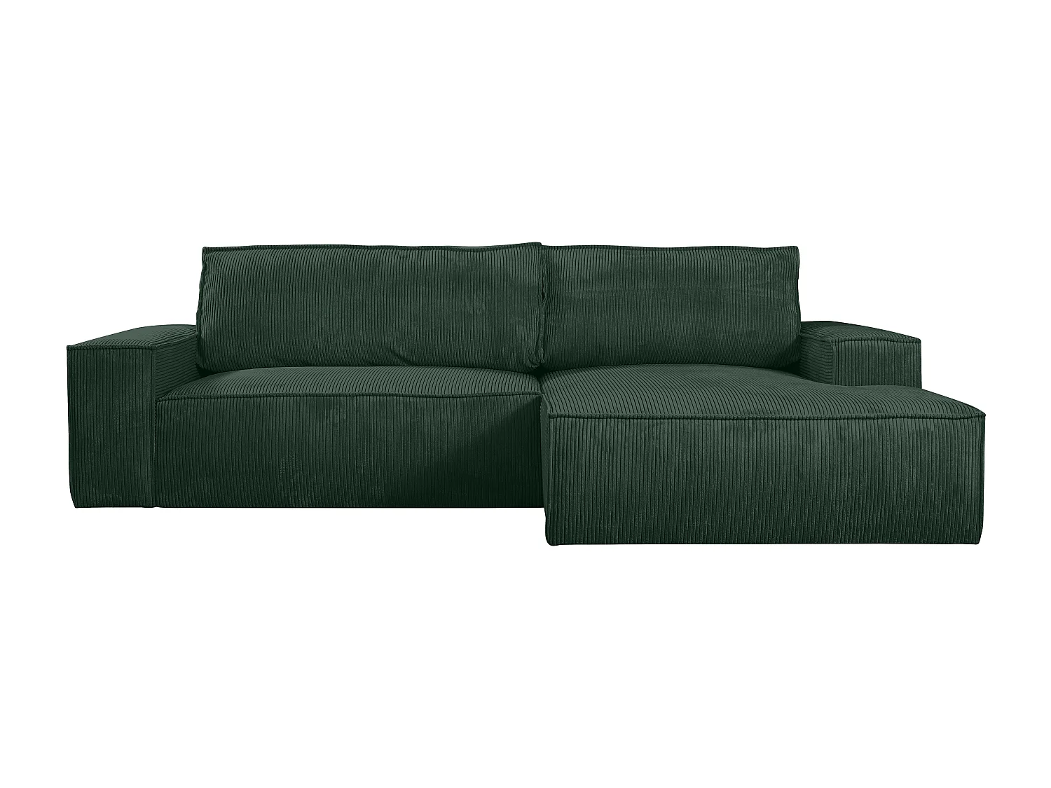 Ecksofa mit Schlaffunktion - Ecke Rechts - Cord - Tannengrün - AMELIA