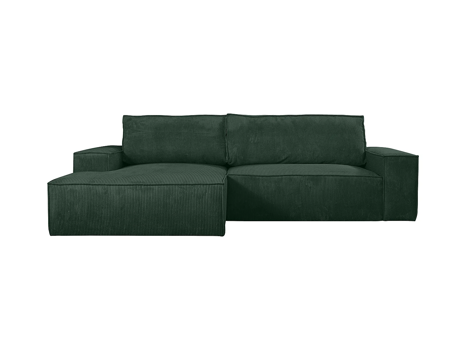 Ecksofa mit Schlaffunktion - Ecke Links - Cord - Tannengrün - AMELIA
