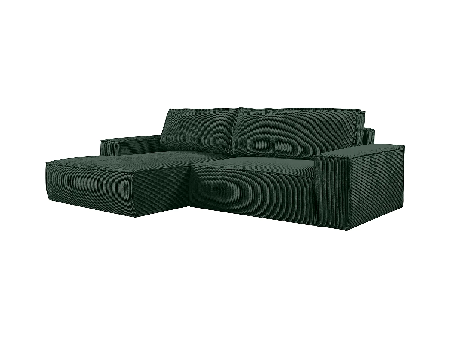 Ecksofa mit Schlaffunktion - Ecke Links - Cord - Tannengrün - AMELIA