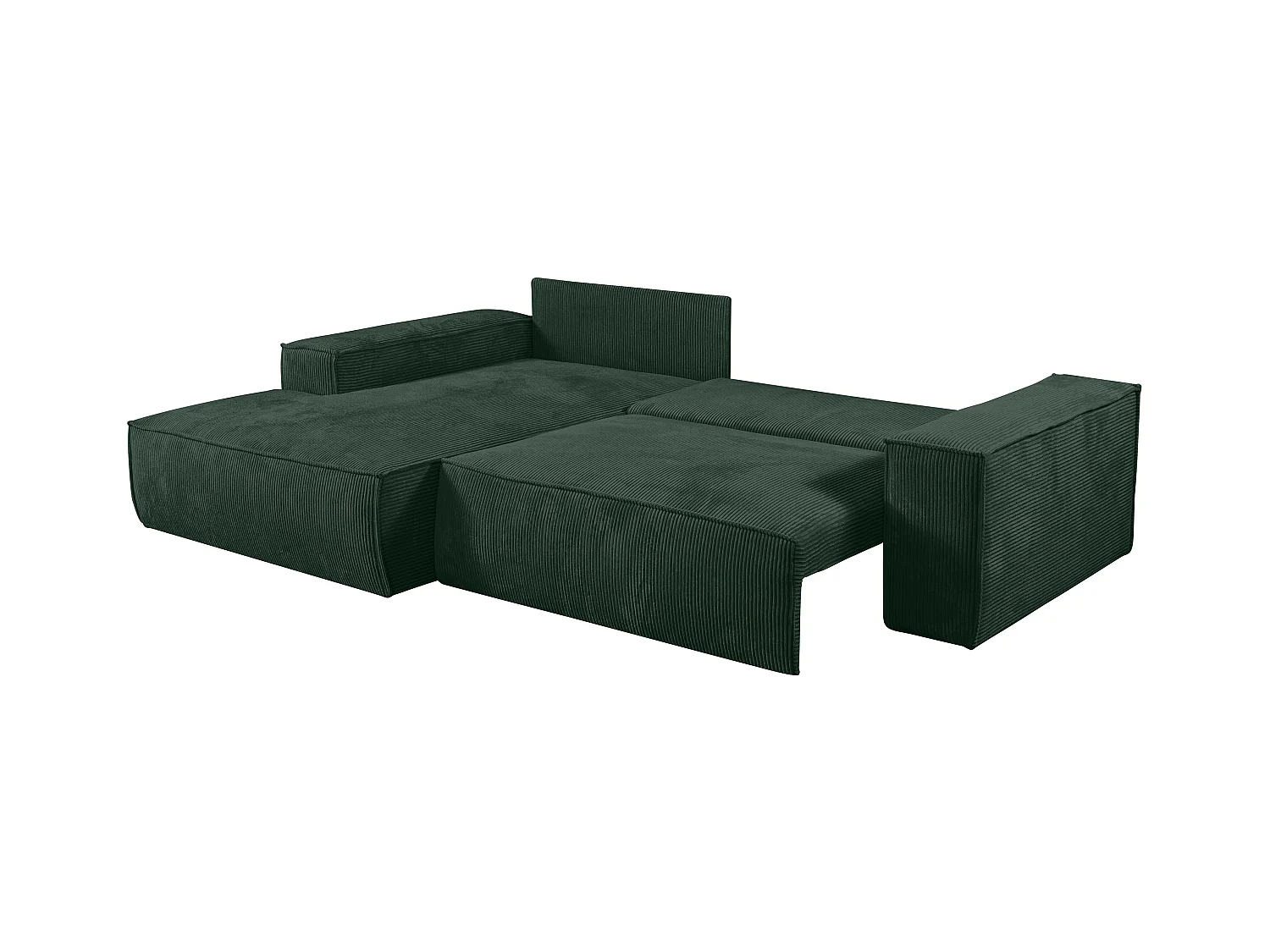 Ecksofa mit Schlaffunktion - Ecke Links - Cord - Tannengrün - AMELIA