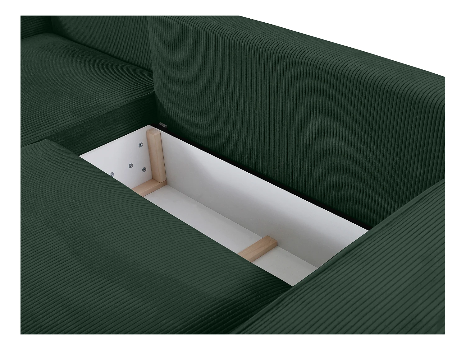Ecksofa mit Schlaffunktion - Ecke Links - Cord - Tannengrün - AMELIA