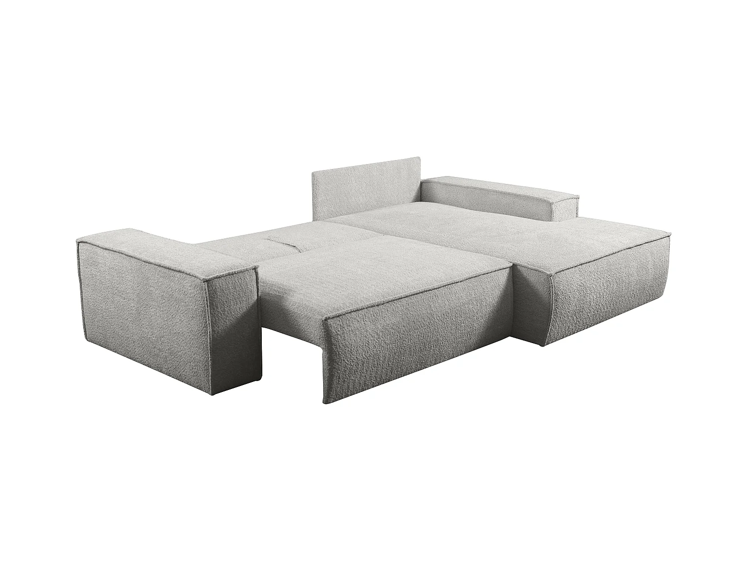 Hjørnesofa, der kan omdannes til sovesofa i gråt bouclestof AMELIA - hjørne til højre
