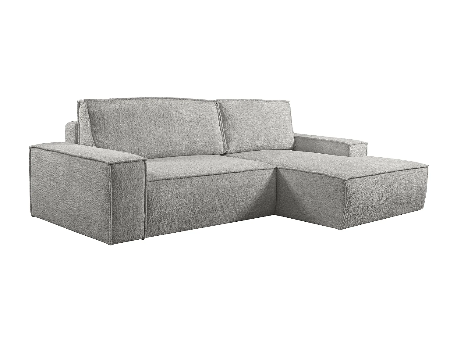 Canapé d'angle convertible en tissu bouclette gris AMELIA - Angle droit