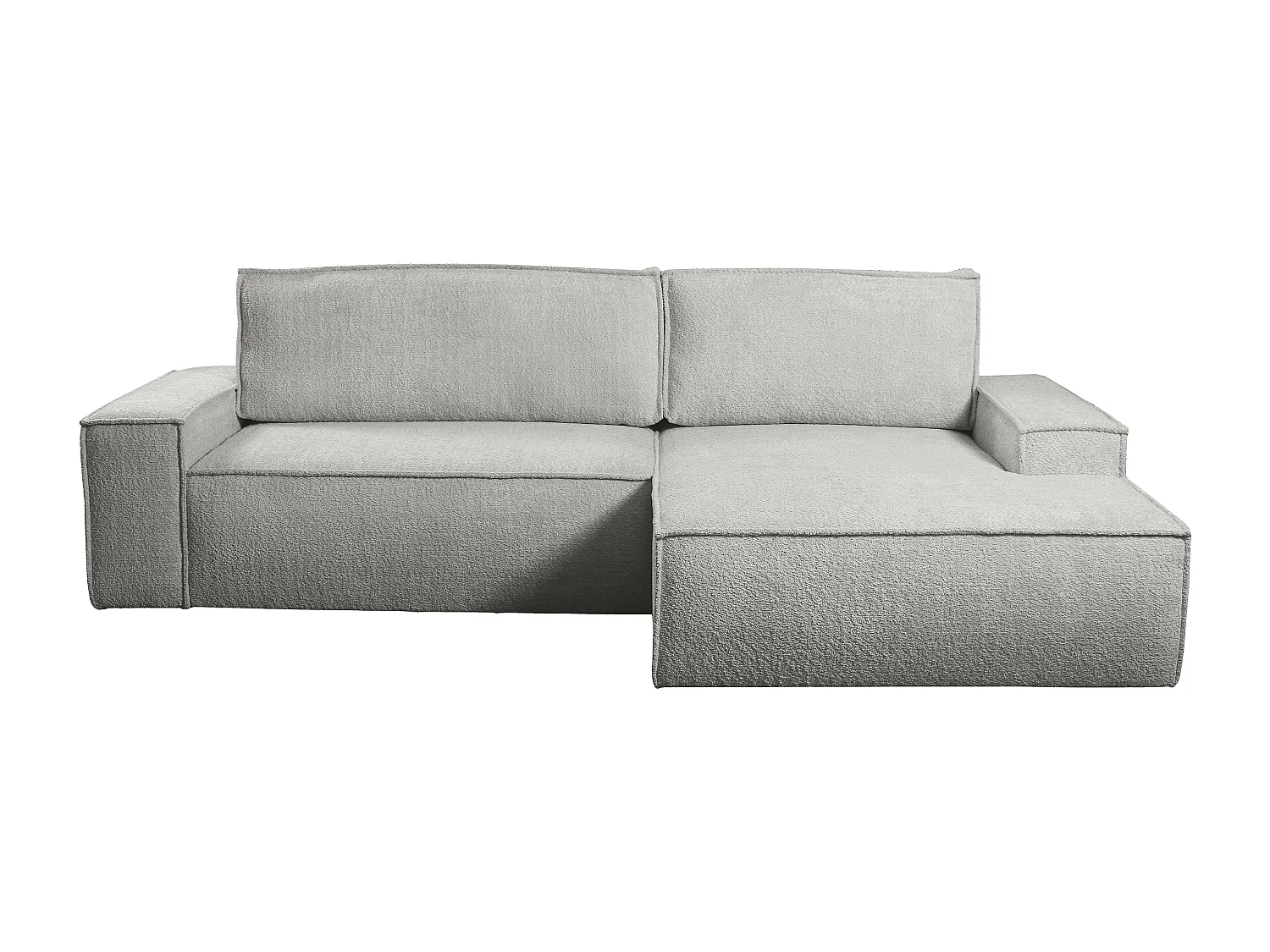 Canapé d'angle convertible en tissu bouclette gris AMELIA - Angle droit