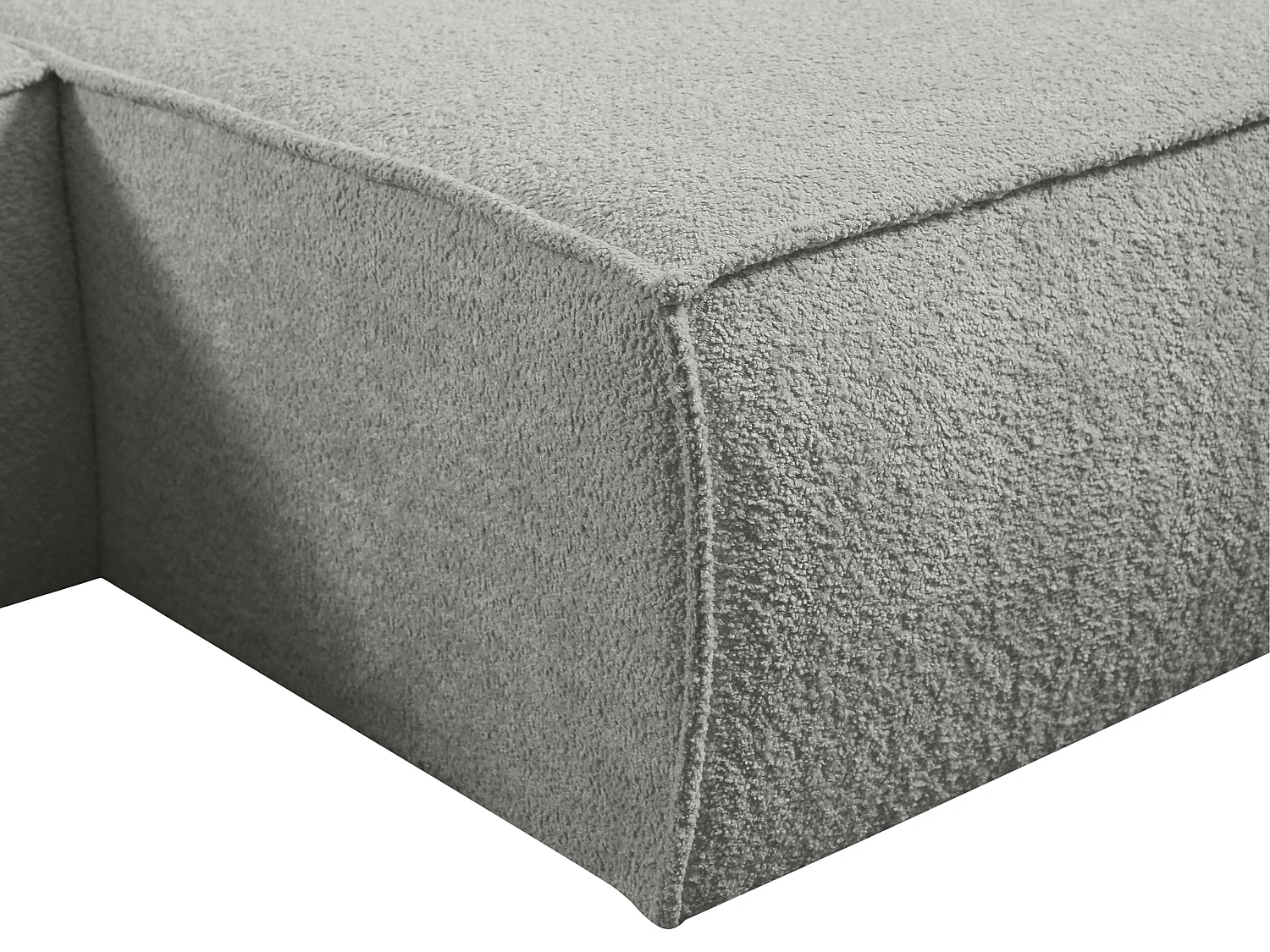 Canapé d'angle convertible en tissu bouclette gris AMELIA - Angle droit