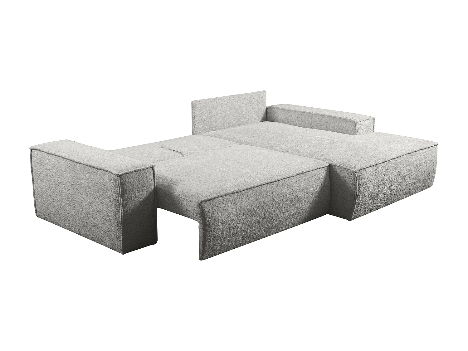 Canapé d'angle convertible en tissu bouclette gris AMELIA - Angle droit