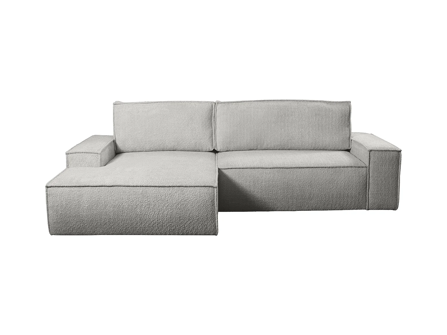 Canapé d'angle convertible en tissu bouclette gris AMELIA - Angle Gauche