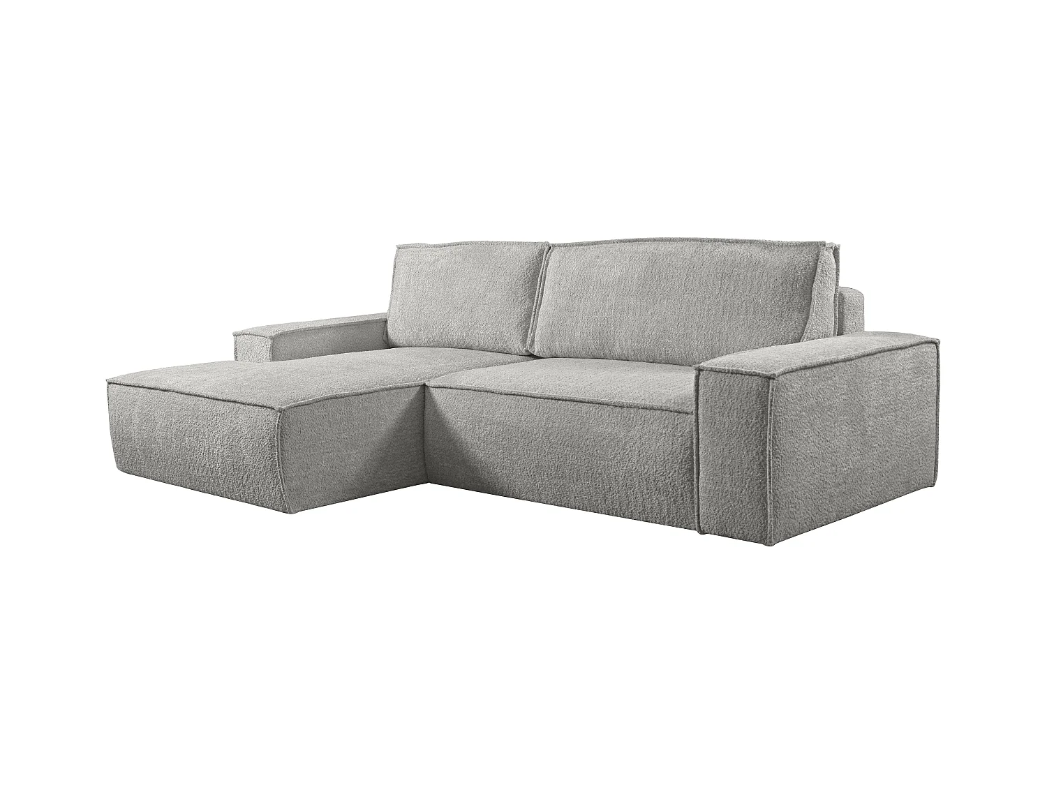 Canapé d'angle convertible en tissu bouclette gris AMELIA - Angle Gauche