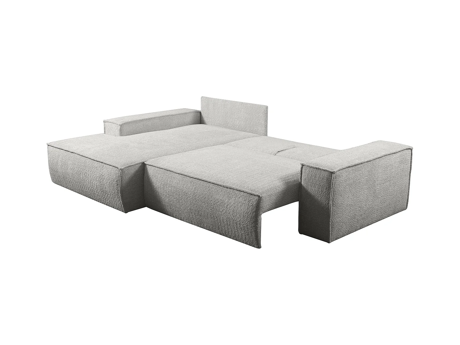 Canapé d'angle convertible en tissu bouclette gris AMELIA - Angle Gauche