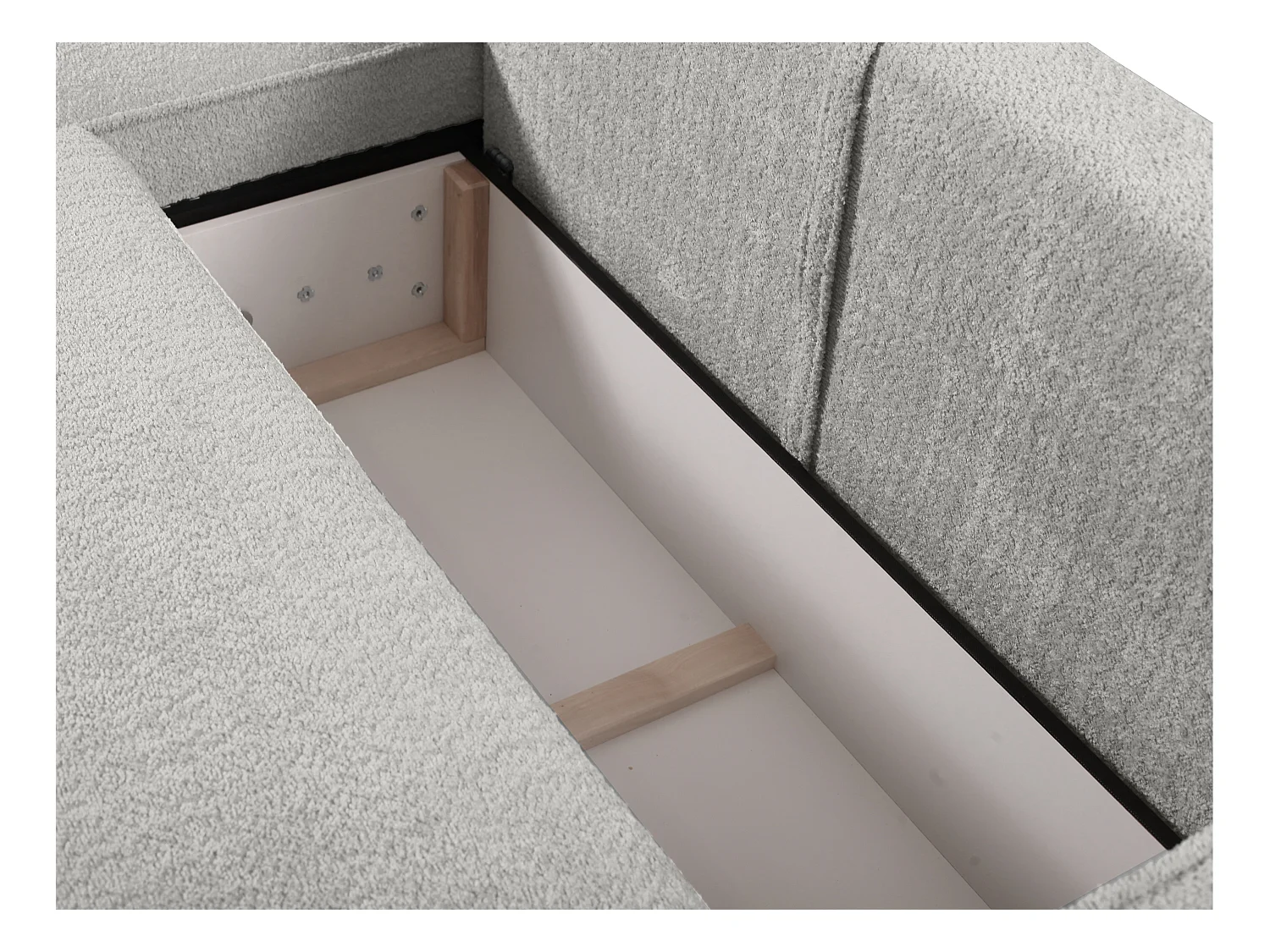 Canapé d'angle convertible en tissu bouclette gris AMELIA - Angle Gauche
