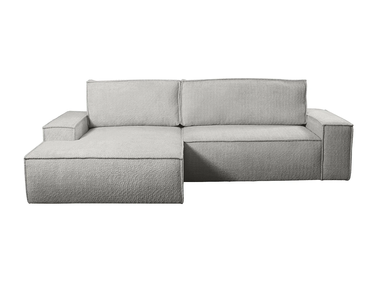 Canapé d'angle convertible en tissu bouclette gris AMELIA - Angle Gauche