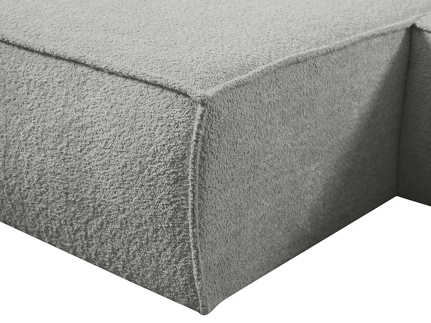 Canapé d'angle convertible en tissu bouclette gris AMELIA - Angle Gauche