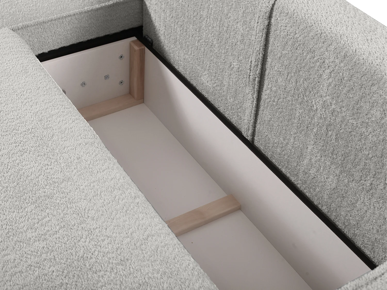 Canapé d'angle convertible en tissu bouclette gris AMELIA - Angle Gauche