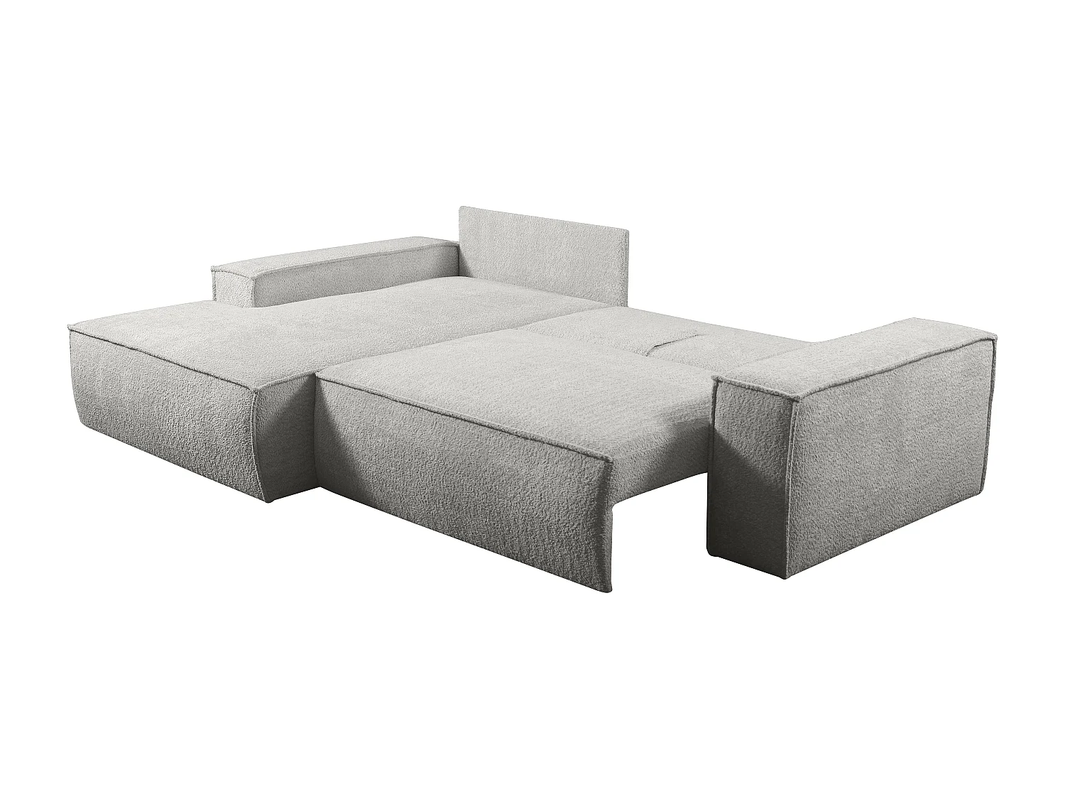 Canapé d'angle convertible en tissu bouclette gris AMELIA - Angle Gauche