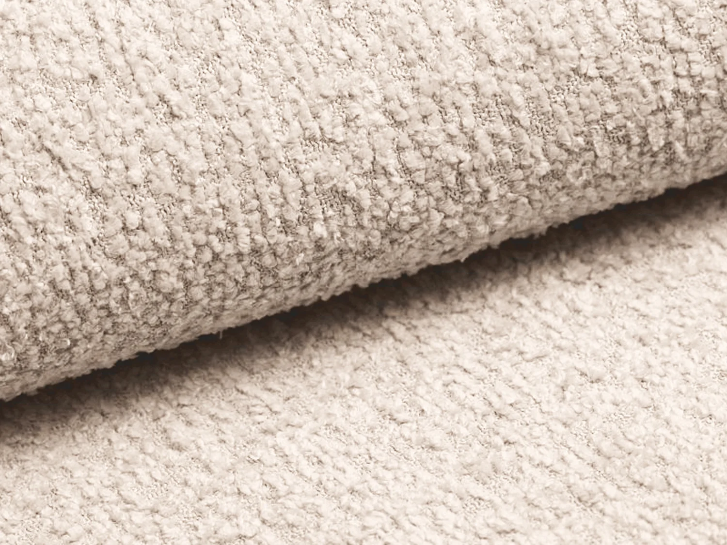 Canapé d'angle convertible en tissu bouclette beige AMELIA - Angle droit