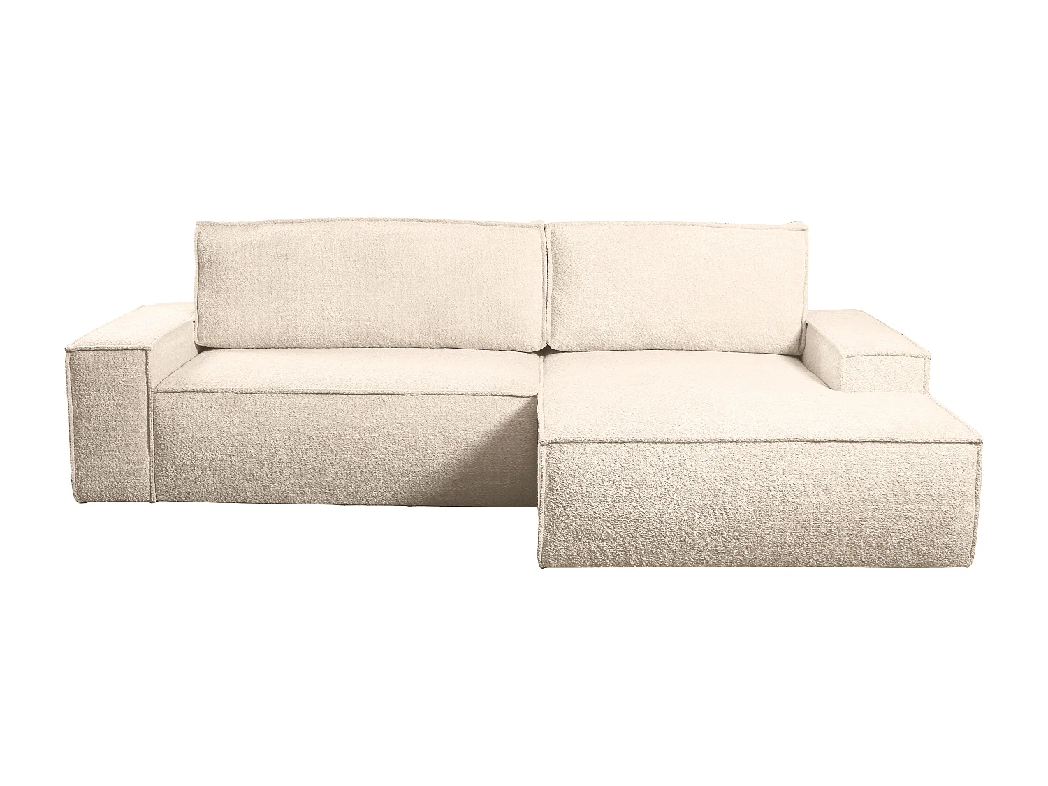 Canapé d'angle convertible en tissu bouclette beige AMELIA - Angle droit