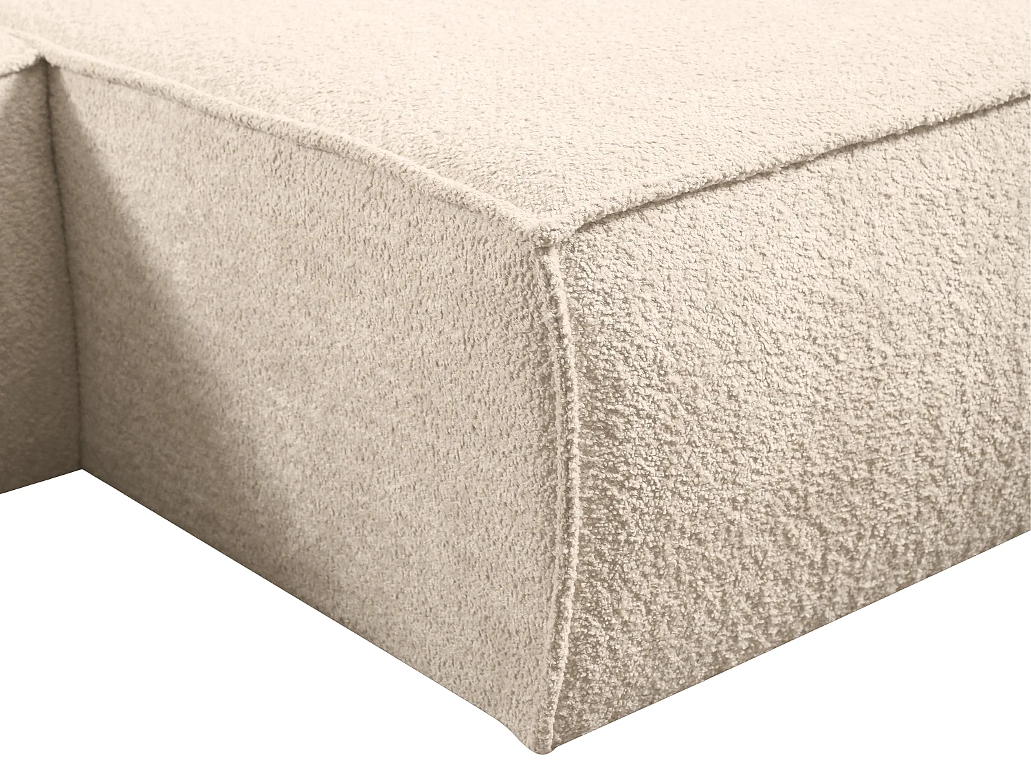 Canapé d'angle convertible en tissu bouclette beige AMELIA - Angle droit