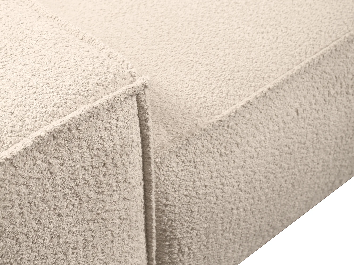 Canapé d'angle convertible en tissu bouclette beige AMELIA - Angle droit