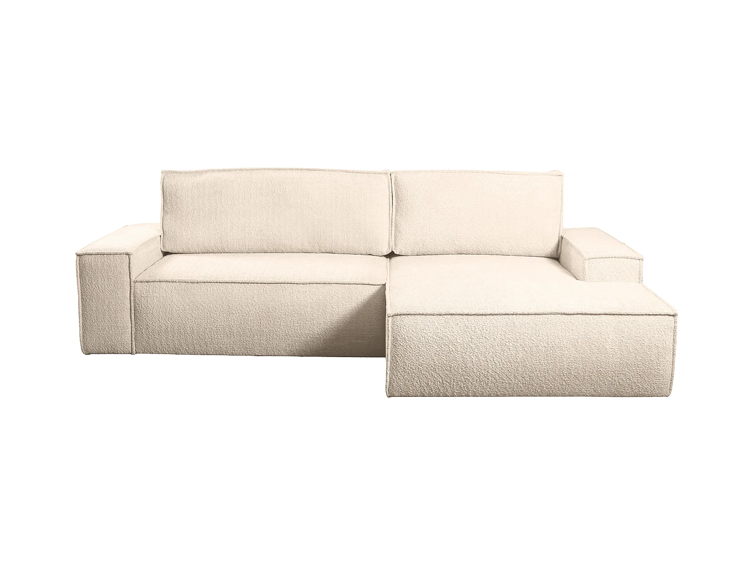 Ecksofa mit Schlaffunktion - Bouclé-Stoff - Beige - Ecke Rechts - AMELIA