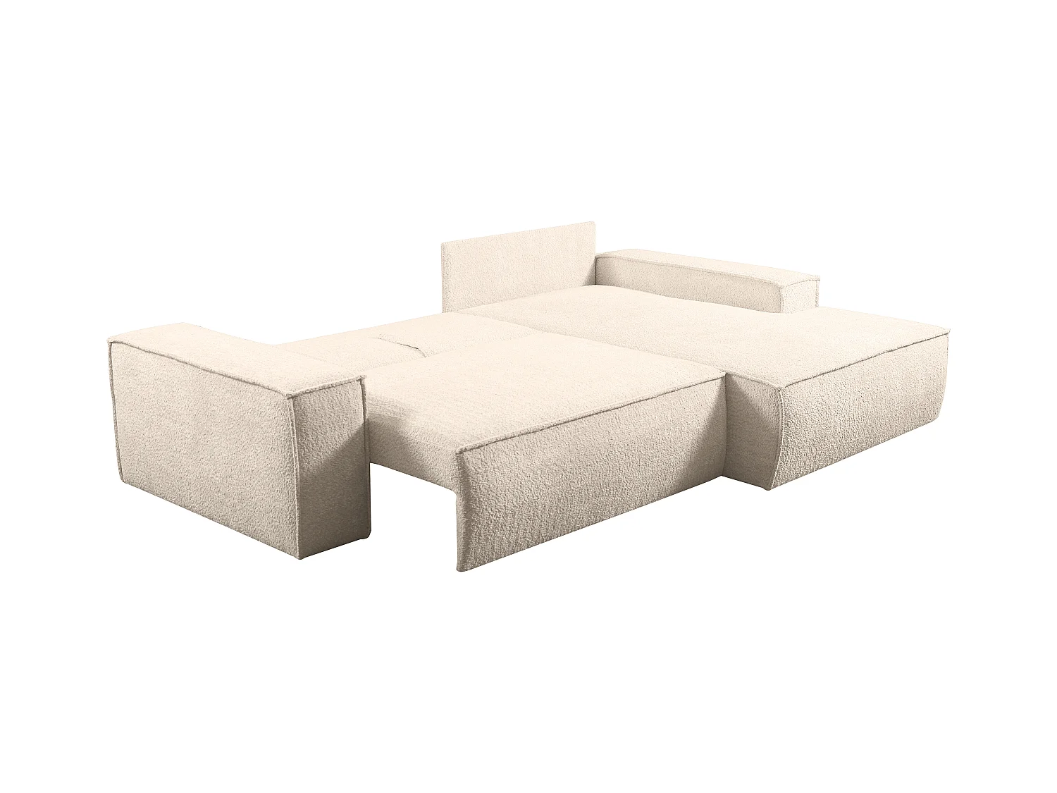 Ecksofa mit Schlaffunktion - Bouclé-Stoff - Beige - Ecke Rechts - AMELIA