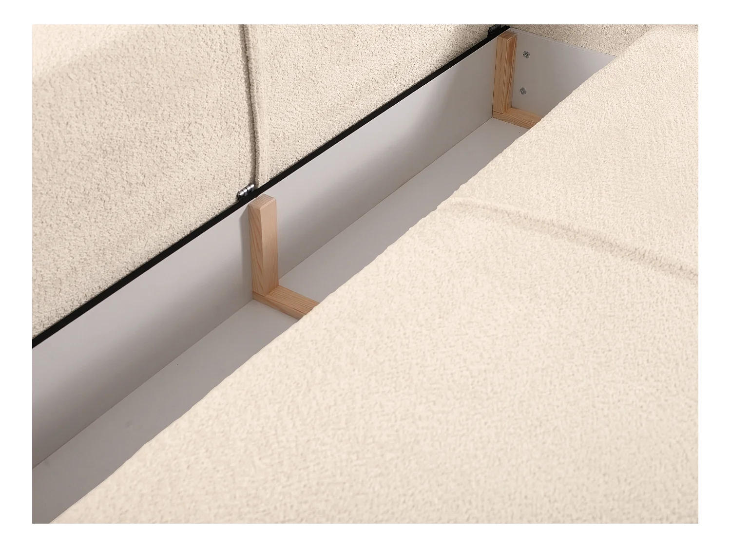 Ecksofa mit Schlaffunktion - Bouclé-Stoff - Beige - Ecke Rechts - AMELIA